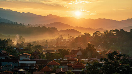 "MAE HONG SON" in silhouette containing the picturesque views of Pai and local hill tribe villages