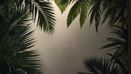 art palm leaves frame background from Generative AI