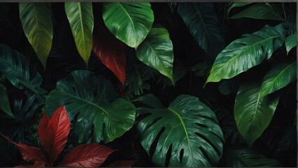 art tropical leaves frame background from Generative AI