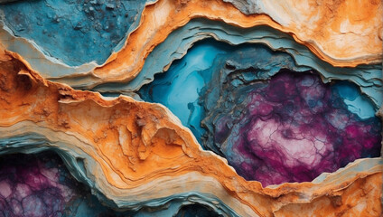 Abstract grunge backdrop with layers resembling the textured surface of a geode. - obrazy, fototapety, plakaty
