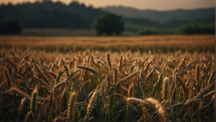art wheat crops frame background from Generative AI - obrazy, fototapety, plakaty