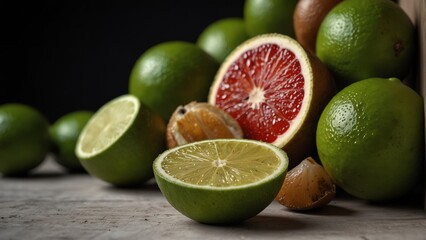 lime fruits frame background from Generative AI