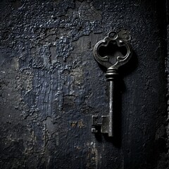 Mystery Key, Mysterious old key in a dark, shadowy corner