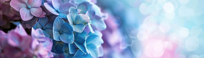Hydrangea, Hydrangeas in various shades of blue and purple, cool and calming