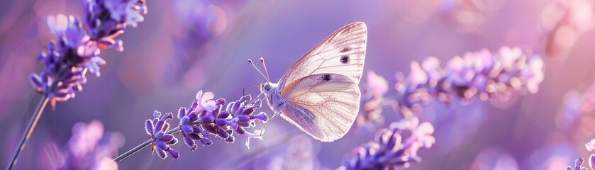 Butterfly, Delicate butterfly on lavender, soft purple backdrop