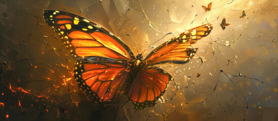Monarch butterfly on a grunge background.