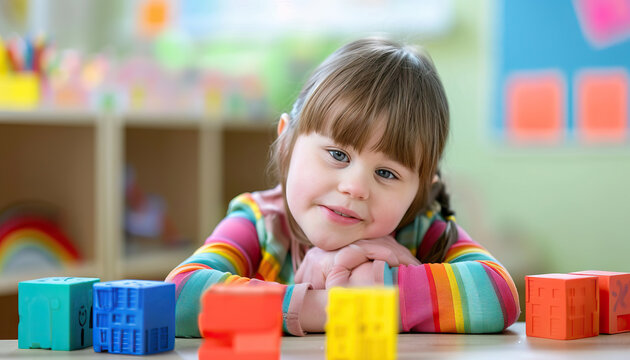 Adaptive Learning Strategies: Young Adult with Down Syndrome Utilizes Visual Aids and Hands-On Activities for Education. Learning Disability
