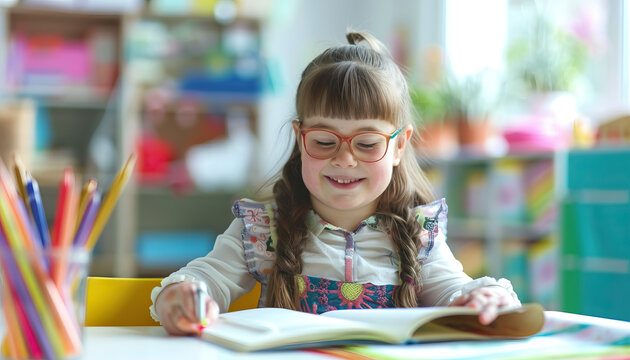 Adaptive Learning Strategies: Young Adult with Down Syndrome Utilizes Visual Aids and Hands-On Activities for Education. Learning Disability
