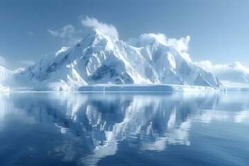 Fototapeta na wymiar Icy Serenity: North Pole's Minimalist Melody. Concept Winter Wonderland, Arctic Adventures, Frosty Landscapes, Polar Expressvoyage
