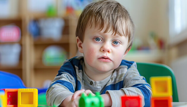 Sensory Processing Support: Child with Down Syndrome Engages in Sensory Integration Therapy for Sensory Sensitivities. Learning Disability