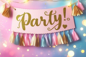 Glitter Party ribbon  with bokeh light, calibration atmosphere 