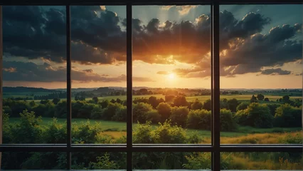 Sierkussen summer landscape nature view from a window background from Generative AI © SevenThreeSky