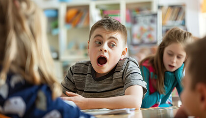 Social Skills Practice: Teen with Down Syndrome Engages in Role-Playing Activities to Navigate Social Situations. Learning Disability