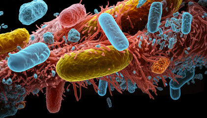 Gram-negative rod-shaped bacteria single polar flagellum. cause of cholera, an infection of the small - obrazy, fototapety, plakaty