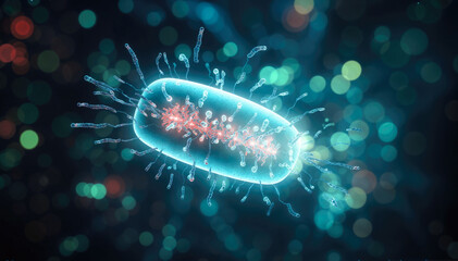 3D Illustration of Swine Influenza Virus in colour background