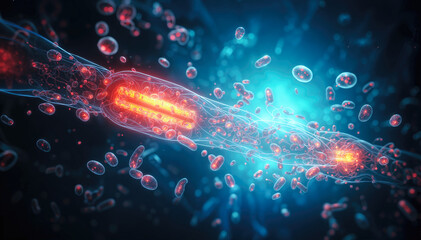 3d illustration of sperm cell with spermatozoons in the background