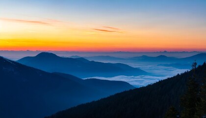 Naklejka na ściany i meble sunrise in the mountains