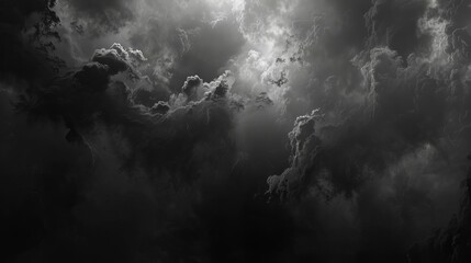 mysterious dark fog and smoke texture on black background abstract atmospheric effect digital art - obrazy, fototapety, plakaty