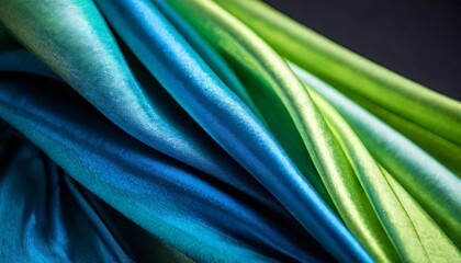 colorful fabric backgrounds silk fabric texture luxurious background green and blue iridescent floaty fabric on black backgrounds trend colors and fabrics of 2024 the most preferred fabrics