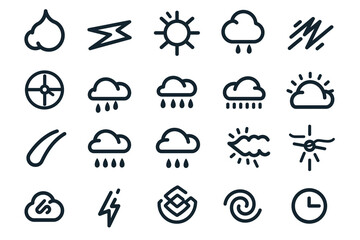 Weather Icons: A Comprehensive Collection of Meteorological Symbols - obrazy, fototapety, plakaty