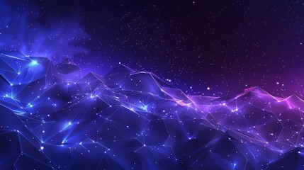 low poly starry sky with destructible shapes and lines abstract space illustration