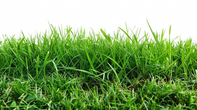 lush green grass field isolated on white perfect for product display or nature background plant photography