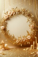 weeding wreath with candle and decorations