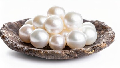 shimmering white natural pearl isolated on white background