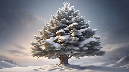 Jungle Frost: Enchanting Christmas Trees Amidst Snowy Wilderness - obrazy, fototapety, plakaty