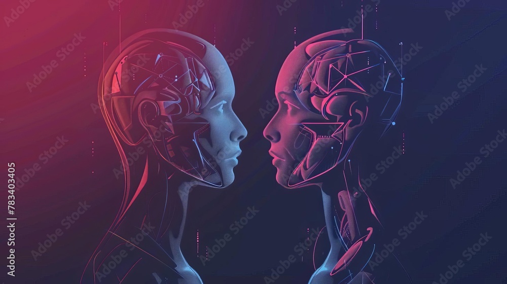 Poster machine learning reaction and ai artificial intelligence illustration