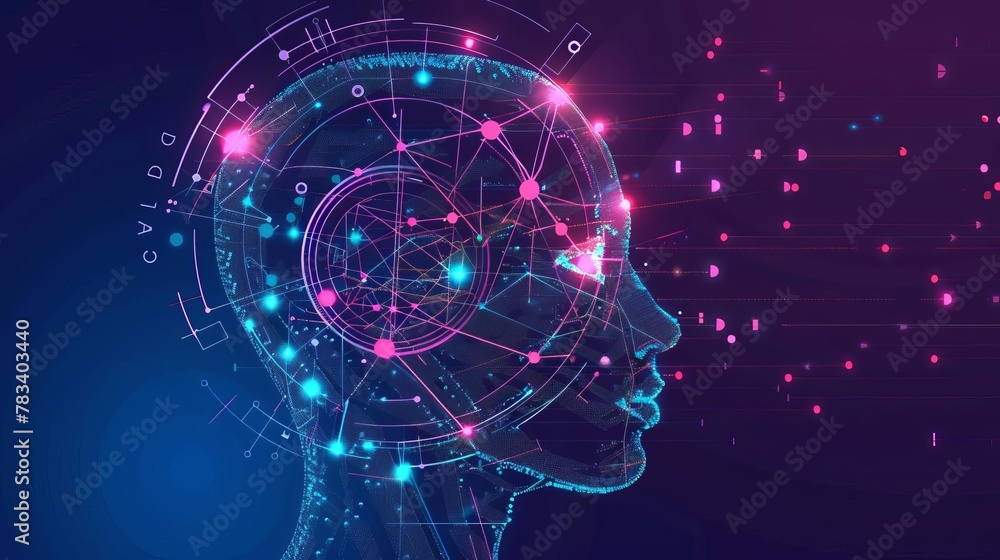 Poster machine learning reaction and ai artificial intelligence illustration