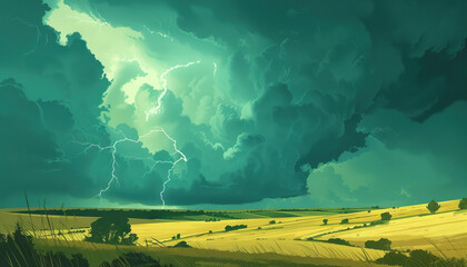 The sound of thunder rumbled in the distance, signaling an approaching storm. - obrazy, fototapety, plakaty