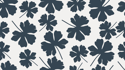 Seamless vector pattern with leaves. Abstract floral texture. Graphic monochrome Maple leaf.