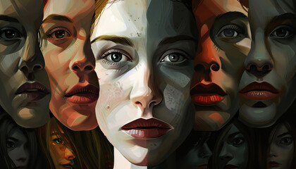Obraz premium Anonymous and Unnoticed: Close-Up Among Many Faces