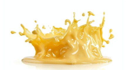 melted cheese splash with a cut out silhouette isolated on white - obrazy, fototapety, plakaty