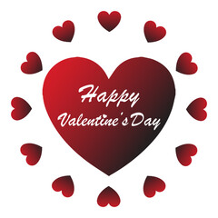 Gradient Heart Design for Valentine's Day. Valentine's Day Vector Decorative Hearts Illustration Isolated on White Background. Seamless Pattern with Little Red Hearts. Print for Valentine's Day Cards.