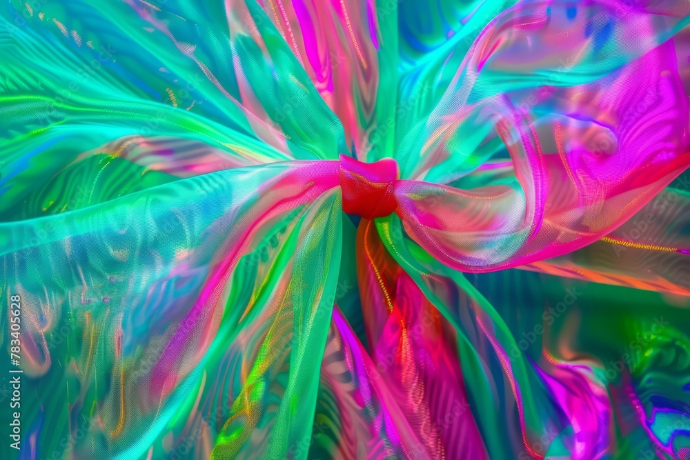 Poster vibrant waves of textile in a colorful abstract composition, conveying a modern and artistic style, 