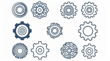 gear-line icon shapes. Gear icon for a flat machine. Vector cogwheel wheel. Vector collection of simple outline isolated elements