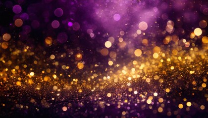 Fototapeta na wymiar purple gold and black glitter vintage lights background defocused