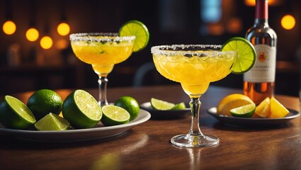 Margaritas with limes and lemons