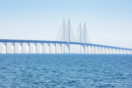 The Oresund Bridge over the Batlic sea, linking Malm&ouml; to Copenhagen. Concepts: connection, travel, engineering, Malm&ouml;