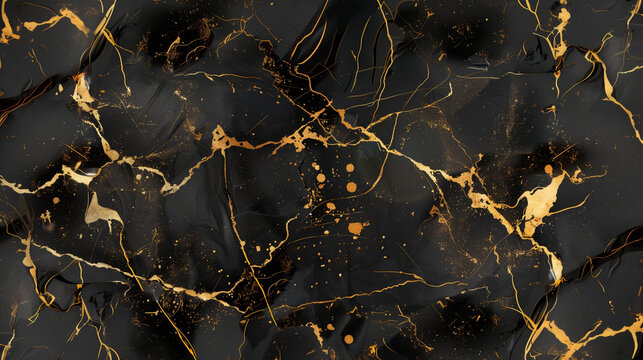Contraste &Eacute;l&eacute;gant : Illustration en Marbre Noir et Or