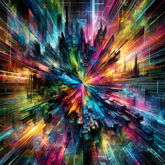 Neon Metropolis, A High-Speed Voyage Through a Digital Dimensional Cityscape