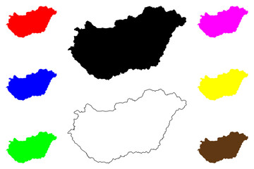 Hungary map vector illustration, scribble sketch Magyarország