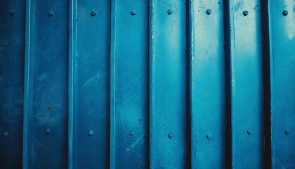 close up blue metal sheet slide door texture background