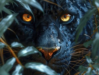 Intense Eyes of a Black Panther in the Wild - 783409219