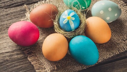 Fototapeta na wymiar perfect colorful handmade easter eggs