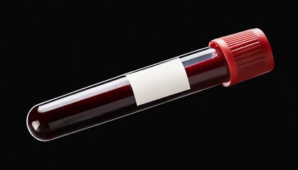 single blood test tube with empty sticker isolated on a transparent background
