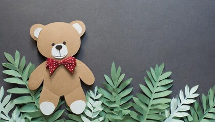illustration of papercut teddy bear paper cut style illustration paper art and digital crafts style greeting card