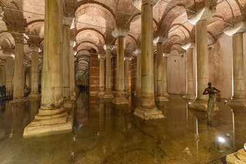 Turkey;Istanbul;2024 March 21; The Basilica Cistern - underground water reservoir build by Emperor...